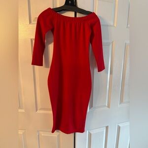 Red Off-Shoulder Bodycon Dress